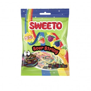 Sweeto String Sour Rainbow Sweets Halal 80g 12 Bag